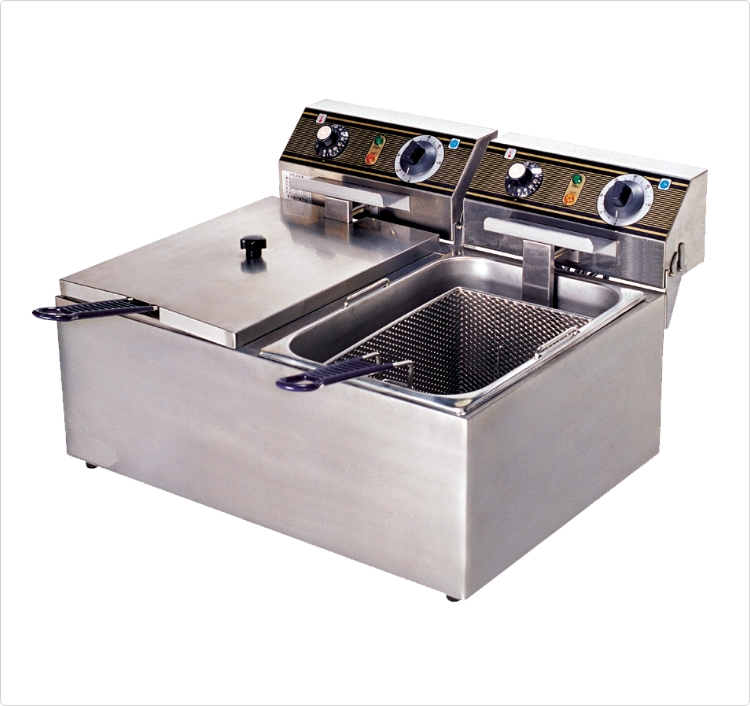 New Stainless Steel Desk Top Double Tank Electric Commercial Deep Fat Fryer
